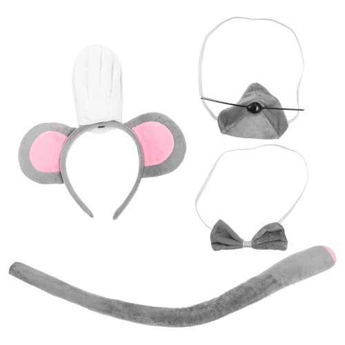 Yardwe 1 Set de Accesorios para Disfraz de Ratón Cocinero: Diadema con Gorro de Chef, Pajarita, y Nariz - Accesorios para Disfraz de Ratón - de Fiesta de de Dibujos Animados para Carnaval, Pascua,