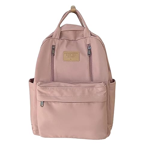 Sac à dos rose grande capacité avec compartiment ordinateur pour étudiante