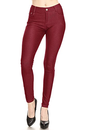 FashionJOA Women's Stretchy Comfy Pockets Solid Skinny Jeggings Jean Pants S-3XL