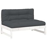  Tidyard Mittelsofa mit Kissen Lounge Sofa Gartensofa Gartenmöbel Gartenlounge Balkonlounge Holzsofa Terrassensofa Gartengarnitur Loungemöbel Garnitur Loungesofa 120 x 84 x 70 cm (L x B x H) Weiß