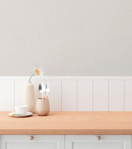 Papel pintado liso claro no tejido texturizado beige gris blanco 10m 5