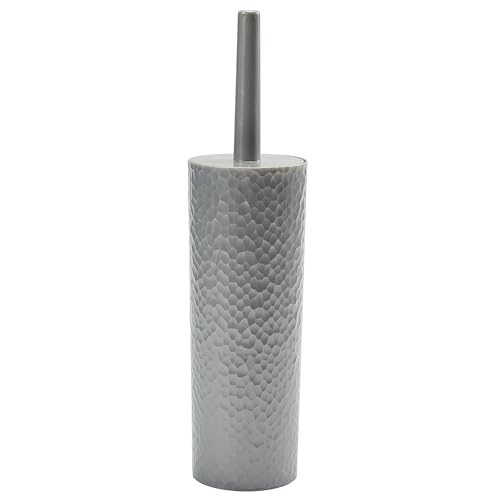 Image of Bath Bliss Toilet Brush | Hammered Textured Design | 360 Degree Bristle Brush | Bathroom Cleaning | Contemporary Design | Sliver