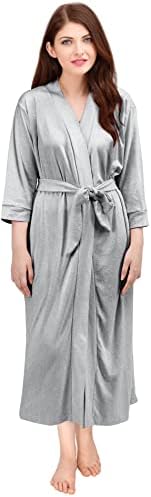 NY Threads Womens Robe, Luxury Lightweight Knit Kimono Robes, Casual Light Bathrobe for Sleepwear and Loungewear, Heather Grey, Medium