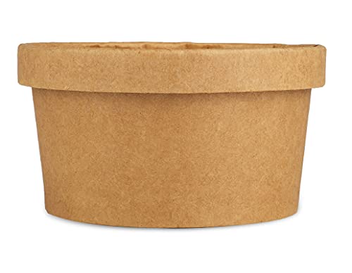 Image of ekysa basics Disposable Thick-Walled Craft Paper Food Container with Lid - 250 ml, Leak-Resistant, Eco-Friendly Bowl /Tub, Brown