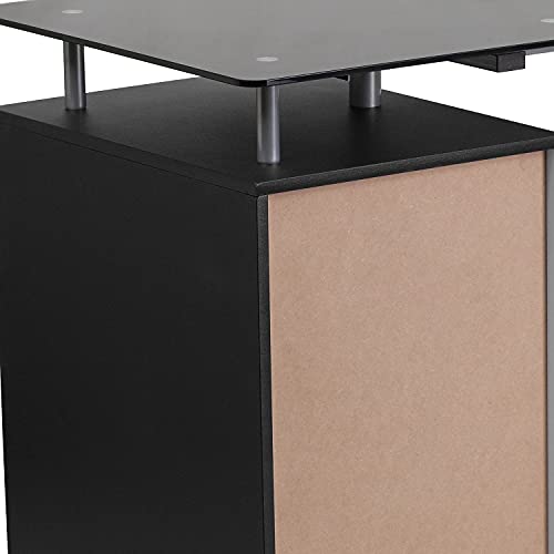 Flash Furniture Black Glass Computer Desk With Three Drawer Pedestal #TOP5