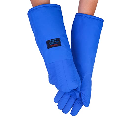 Cryogenic Gloves Low Temperature LN2 Liquid Nitrogen Protective Gloves Cold Storage Safety Frozen Gloves (Blue Elbow Length/19)