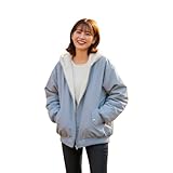 [UQQA] コート レディース 冬 【 リバーシブル リブ袖 防風 防寒 】 アウター ボア ポケット付き ジップアップ 羽織り ミドル丈 暖かい 保温 軽量 中綿 キャンプ ブルー M