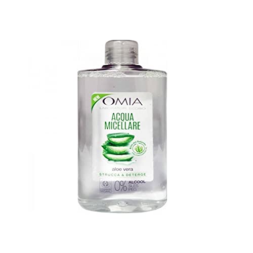 Omia - Acqua Micellare Viso Aloe Vera del Salento Eco Bio, Struccante Idratante ed Equilibrante Adatto a Tutti i Tipi di Pelle, Dermatologicamente Testato - Flacone da 400 ml