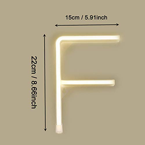 Image of LED Warm White Neon Letters Sign Night Lamps Light up Alphabet Neon Signs Battery /USB Operated Wall Decorative Lights for Wedding Birthday Party Christmas Anniversary Home Bar Club Decoration(F)