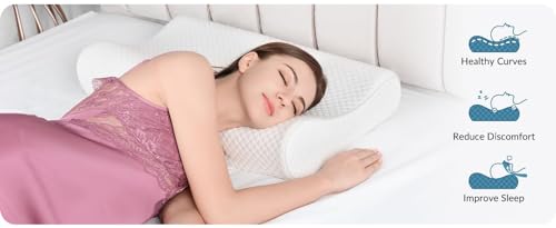 Image of Cervical Contour Memory Foam Pillow for Sleeping,Orthopedic Pillow for Neck Pain, Support for Back,Stomach,Side Sleepers, with Cover (19 X 12 X 4 INCH) Big