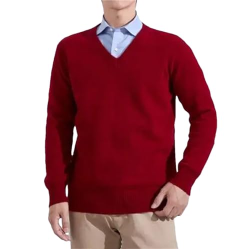 Men Business Casual Warm Cashmere Sweater Autumn Winter Classic V-Neck Knitted Pullovers