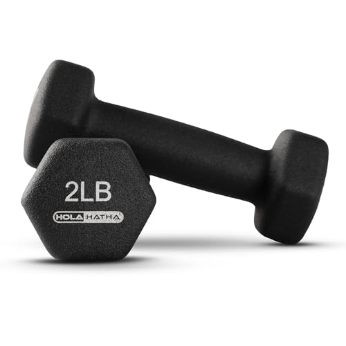 HolaHatha Neoprene Dumbbell Weights Set with Rack, 20 Lbs, Black - image 7