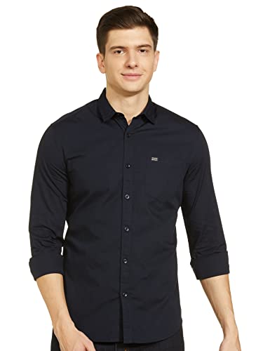 The Indian Garage Co Men's Cotton Slim Fit Shirt (1121-Shpo131-02_Navy XL)