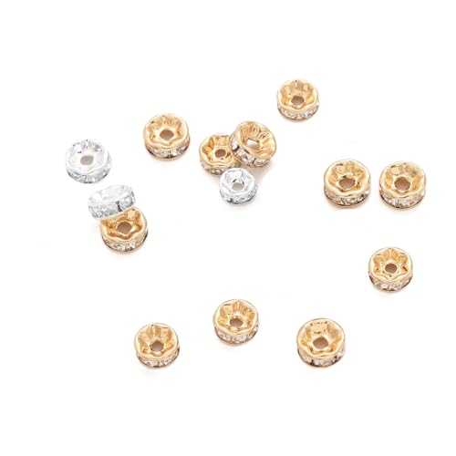 50 piezas cuentas de pesca 6mm bicolor dorado y plateado miniatura 7