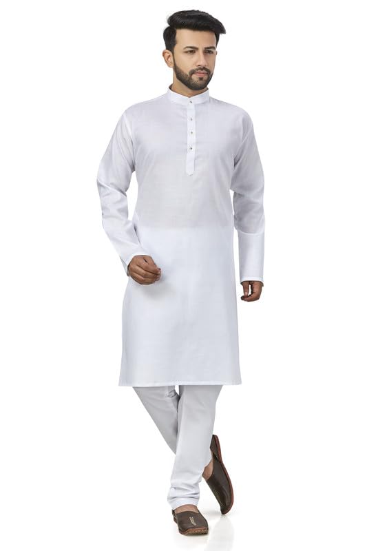 Be Active Men's Solid White Kurta Set || Men Kurta Pajama || Men Kurta Pajama Set || Kurta Pajama For Men (N-Rfsk0001 1 Set L)