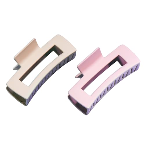 Gimme Beauty Rectangle Claw Clip Duo - Hair Clips with Velvet-Like Finish for All Hair Types - Non-Slip, Firm-Hold Daily Wear Accessory - Women’s Claw Clip Set - Pink & Blonde, 2 Pack