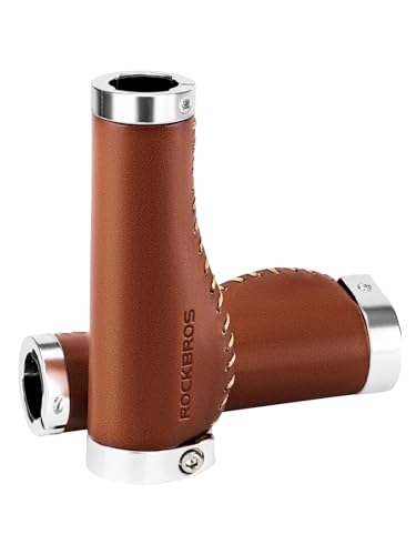 Poignées de guidon de vélo en cuir véritable ROCKBROS design ergonomique chic