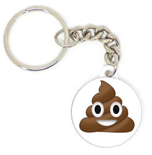 Porte clé badge caca smiley idée cadeau humour 37 mm personnalisation