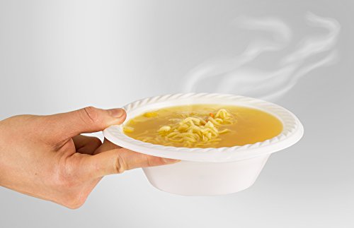 250 Pack – 12 Oz Disposable Plastic Soup Bowl Plates – Extremely Strong and Sturdy – Heat-Resistant and Soak-Proof - Does Not Melt or Cave in Microwave – Heavy Duty BPA-Free Plastic
