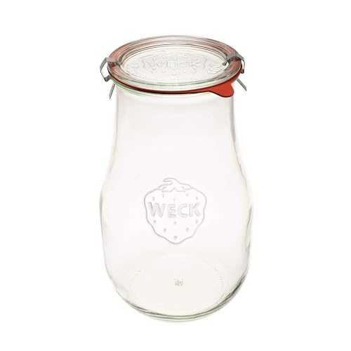 Weck Tulip Jars 2.5 Liter - Glass Jars for Sourdough Starter, Canning, and Storage with Wide Mouth and Glass Lid (1 Jar)