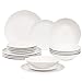 Cesiro 18-częściowy serwis obiadowy. 6 płaskich talerzy/ talerzy deserowych / głębokich talerzy. błyszczące biała. Zmywarka/kuchenka elektryczna/mikrofalówka/zamrażarka