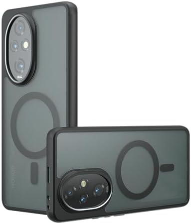 Lucyliy Compatible with Honor 200 Pro Phone Case Cover Lens Protection Built-in Magnetic Anti-Shock Matte Texture Black