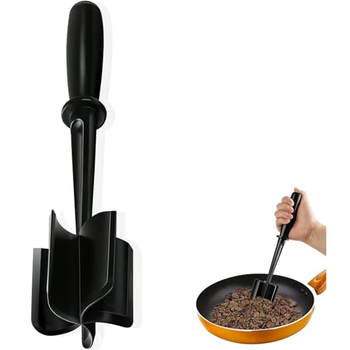 Image of Meat Chopper, 5 Curve Blades Ground Beef Masher, Heat Resistant Meat Masher Tool for Hamburger Meat, Ground Beef, Nylon Hamburger Chopper Utensil Non-Scratch Utensils