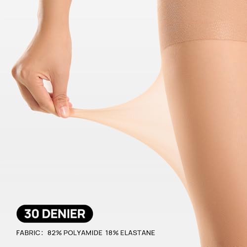 MANZI 2 Pairs Footless Sheer Tights for Women Tummy Control 30 Denier Figure-Shaping Leggings and Dance Tights4