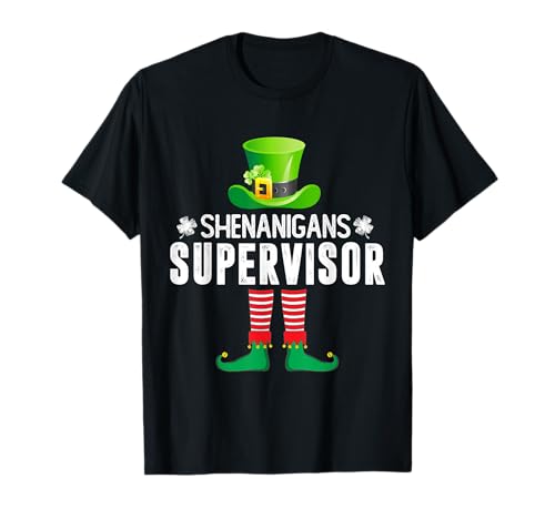 Shenanigans Supervisor Irish Shamrock Funny St Patrick T-Shirt