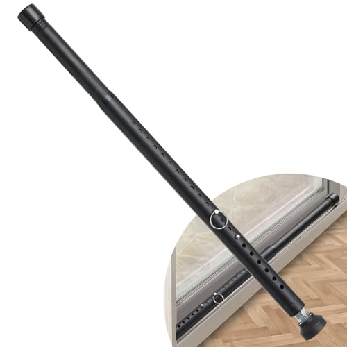DIIG Sliding Door Security Bar, 17.7-50.5inch Heavy Duty Adjustable Sliding Patio Door Lock Bar with Rubber Tips,Diameter 1inch Window Security Bar for Home Apartment Travel Children Women (Black)