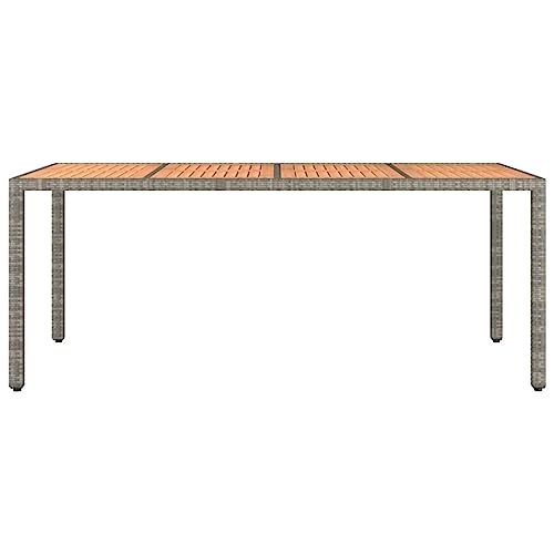 Table de Jardin en Résine Tressée Grise et Bois d'Acacia vidaXL - 6