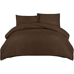 Edredones Tonos Marrones Utopia Bedding Funda Nordica Cama 105 - Microfibra Juego de Funda de Edredon 200x200 cm y 2 Fundas de Almohada 50x75 cm (Marrone)