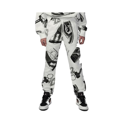 Jordan Brooklyn Fleece Big Kids' Printed Pants (45D600-782, Sail)