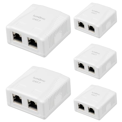 Lot de 5 prises réseau CAT7 double port RJ45 montage LSA Ethernet 10 Gbit/s