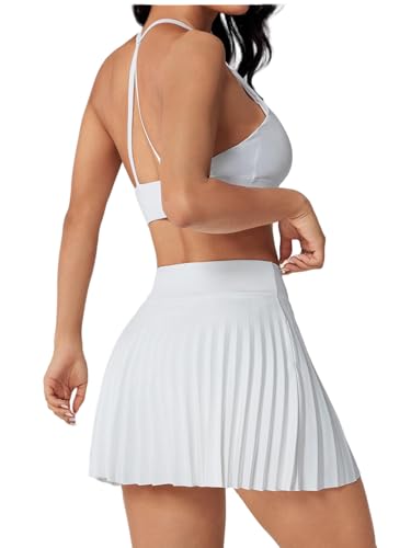 Women Pleated Tennis Skirt with Side Pocket,Women's High Waisted Athletic Golf Skorts Running Workout Casual