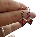 Pendientes de cristal de bronce rojo