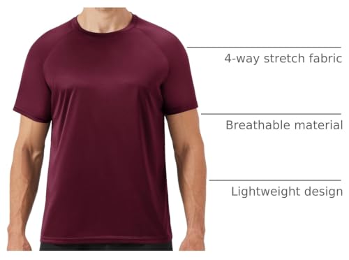 Image of BOOJO Workout Mens Shirts - Casual Black Quick Dry Moisture Wicking T-Shirts Crew Neck Short Sleeve for Gym Athletic Running