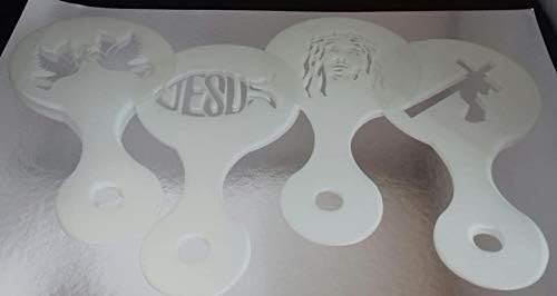 4 x Christian Coffee/Cappuccino Cup Stencils Reusable Cafe Restaurant Jesus Fish Cross Doves Christianity Christian Christmas Easter