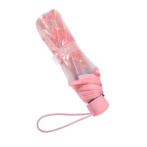 ZAWELIYO Paraguas Plegable Transparente con Estampado de Flores de Cerezo, Paraguas Compacto de Lluvia Abierto Manual para Mujeres y Niñas, Ligero a Prueba de Viento (Rosa)