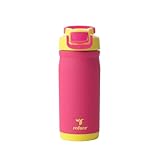 REDUCE 14 oz Hydrate Pro Stainless Steel Insulated Water Bottle - Flip Top Leak-Proof Lid,Dishwasher Safe, BPA-Free, Dual Wall Vacuum, Keeps Drinks Cold for 48 Hrs, Cup Holder Friendly - Pink Lemonade