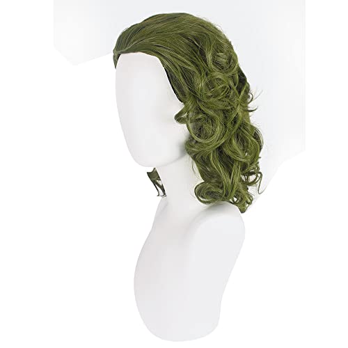 PORSMEER Men's Clown Joker Wig Curly Short Green Cosplay Wig Halloween Costume Party Wigs, verde, 24 inches - Image 4
