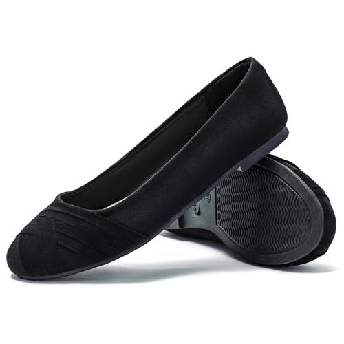 Image of Veittes Women's Wide Width Flat Shoes, Dressy Round Toe Slip On, Soft Comfortable Office Work Daily Walking Ballet Flats.