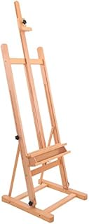 U.S. Art Supply Medium Wooden H-Frame Studio Easel with Artist Storage Tray - Mast Adjustable to 96