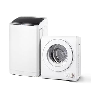 ROVSUN 17.8LBS Full-Automatic Washing Machine and Portable Clothes Dryer Set, Compact Laundry Waher and Dryer Combo Set with Stainless Steel Inner Tub, For Apartment, RV, Dorms, Home