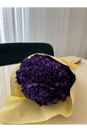 Hortensia morada preservada seca tallo único 50 cm miniatura 5