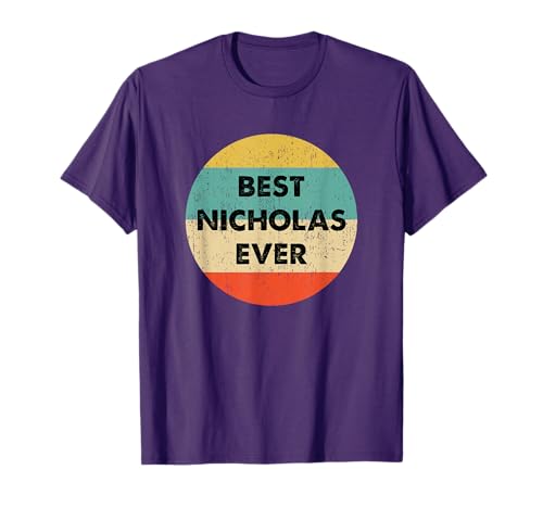 Nicholas Name Shirts & Gifts Nicholas Name T-Shirt Unisex-Adults, Kids Black Small Letter Print Crew Collar Classic Fit Short Sleeve Personalized Name T-Shirt