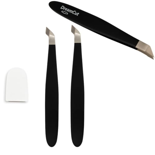 DreamCut 3-Pack Tweezer Nipper Cuticle Nipper – Professional Stainless Steel Nail Clippers – Precision Trimming with Rubber Cap Protection