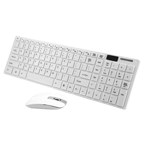 SWOOMEY Clavier sans Fil 2,4 Ghz et Souris Ultra-Fins Blanc pour Ordinateur et Tablette, Portable, avec Housse de Protection, Ensemble Bureau et Voyage