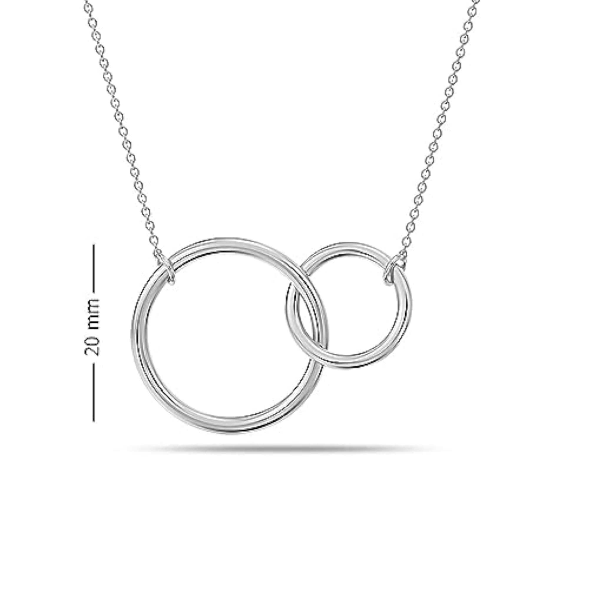 Women's 925 Sterling Silver Interlocking Circle Pendant Necklace