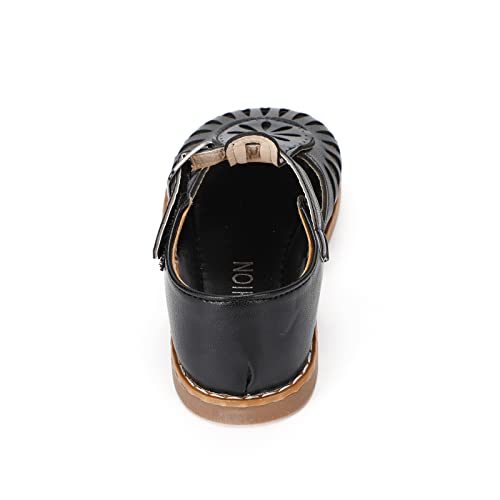 Girl's Leather Sandals Closed-Toe Princess Summer Dress Shoes (6 Toddler, Black, Numeric_6)4
